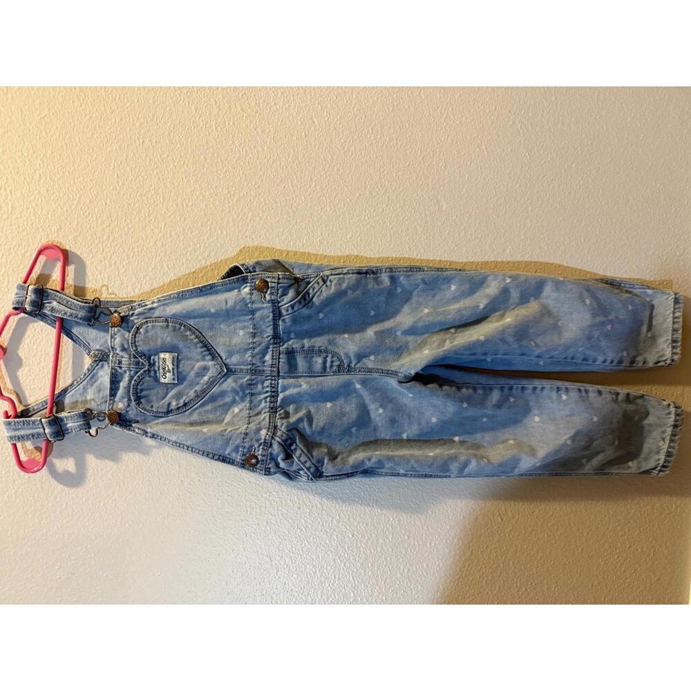 OshKosh B'gosh Heart Print Denim Overalls Size 4T